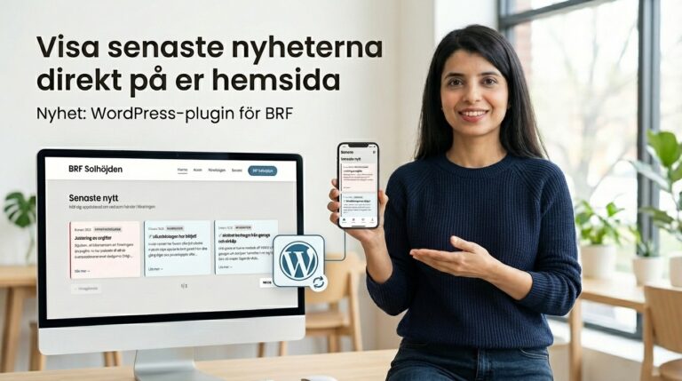 Kvinna visar nyhetsplugin för WordPress