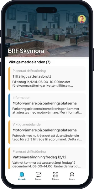 Bonera med meddelanden och information